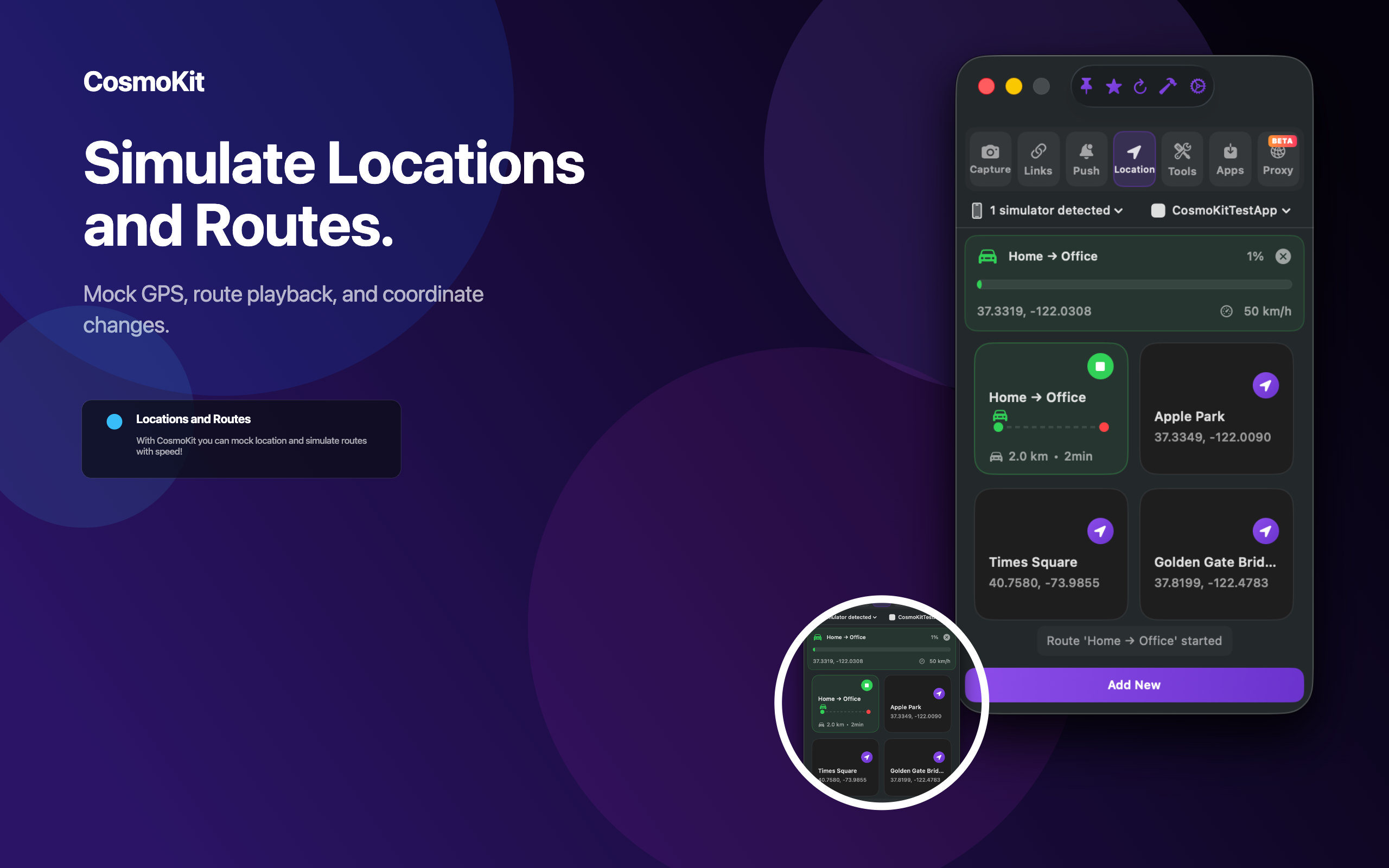 Location and Route Simulation